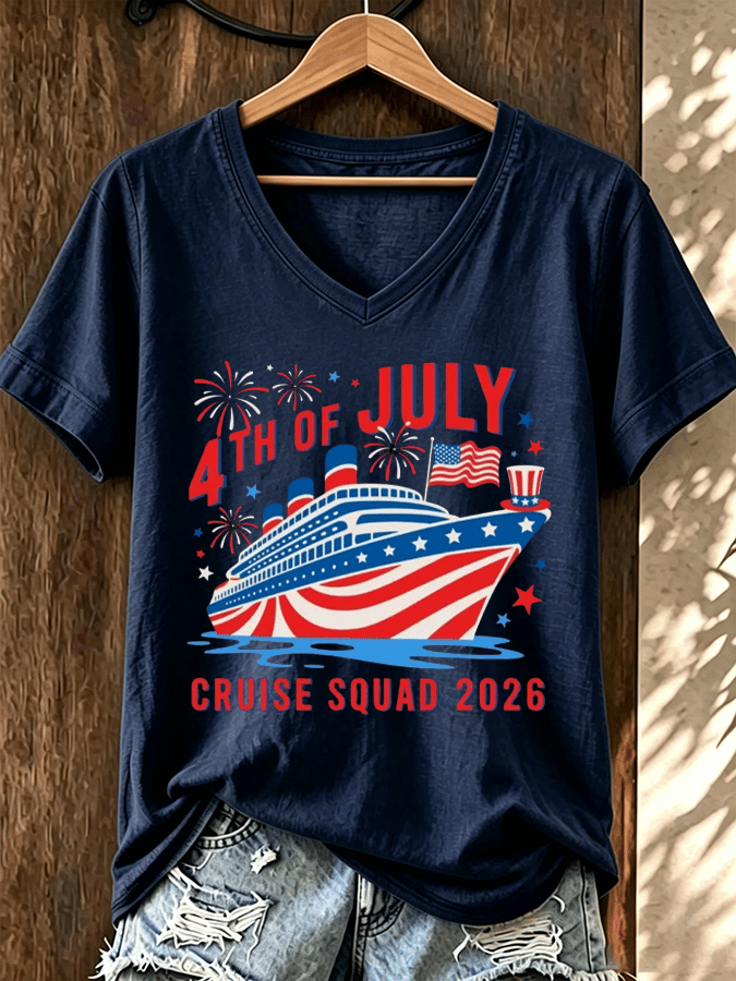 Women's 4th Of July Cruise Squad 2026 Print T-shirt