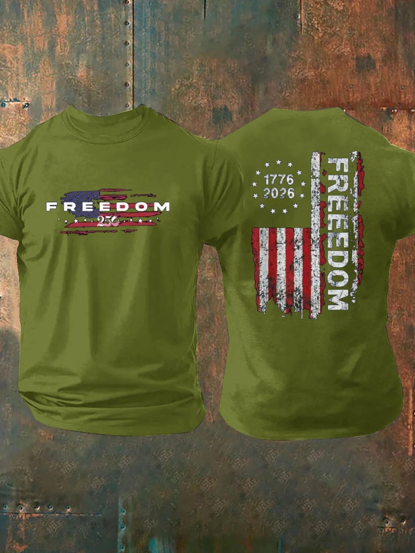 Freedom 250th Anniversary Pattern 100% Cotton T-Shirt