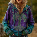 Women's Vintage Viking Tree Of Life Cozy Warm Zip Hoodie Cardigan