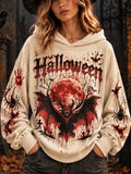 Women's Halloween Red Demon Bat & Blood Splatter Graphic Hoodie