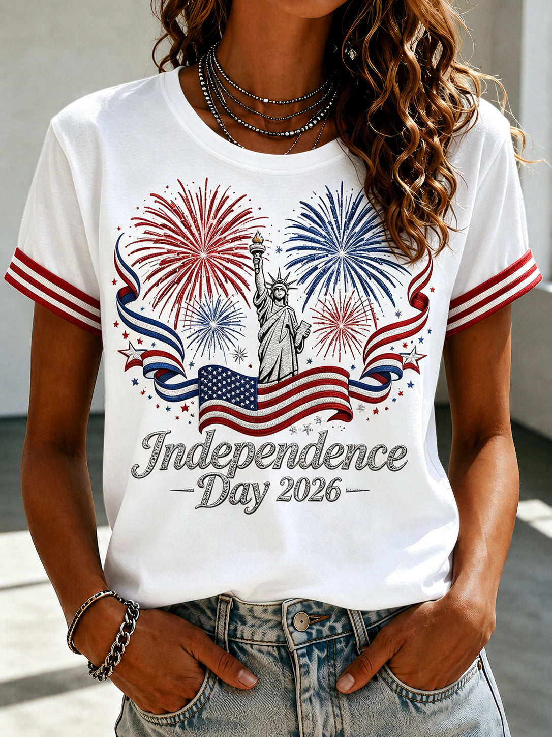 Women's  Casual American Independence Day Celebration T-Shirt