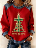 Women's Christmas Cross Print Sweatshirt
