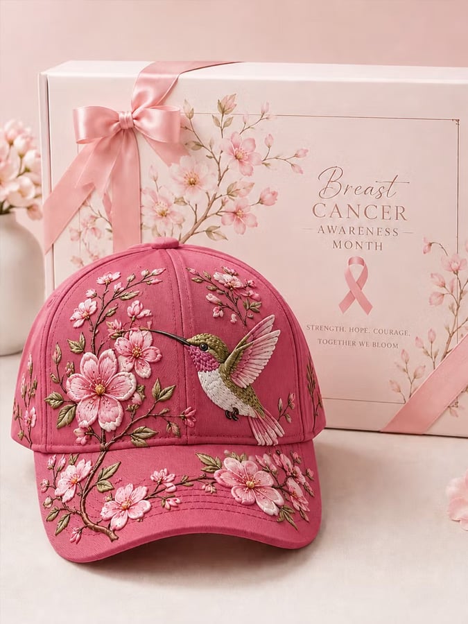 Breast Cancer Awareness Floral Print Hat