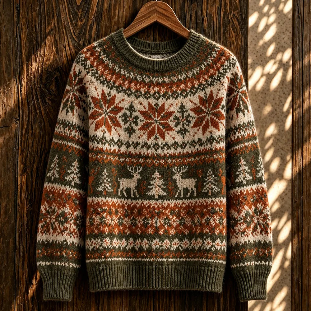 Women's Nordic Deer & Snowflake Pattern Knit Sweater
