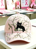 Unisex Breast Cancer Awareness Baseball Cap with Cat Print