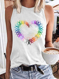Women's All Cancer Awareness Heart Ribbon Print Tank Top