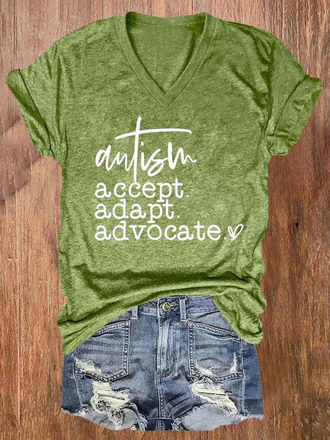 Women's Autism Awareness Printed Casual T-Shirt