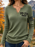 Women's Veteran Pride DD-214 Printed Long Sleeve Waffle T-shirt