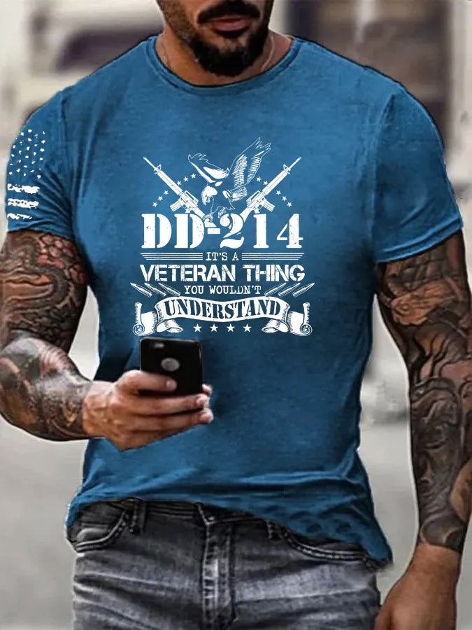 DD-214 A Veteran Thing Pattern 100% Cotton T-Shirt
