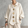 Elegant Collared Button-up Knit Cardigan