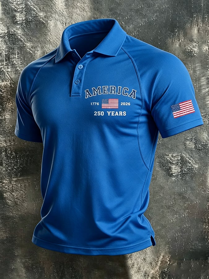 Men's Casual Retro Soccer Printed Polo Shirt