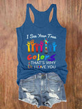 Autism Awareness I See Your True Colors Hands Print Tank Top