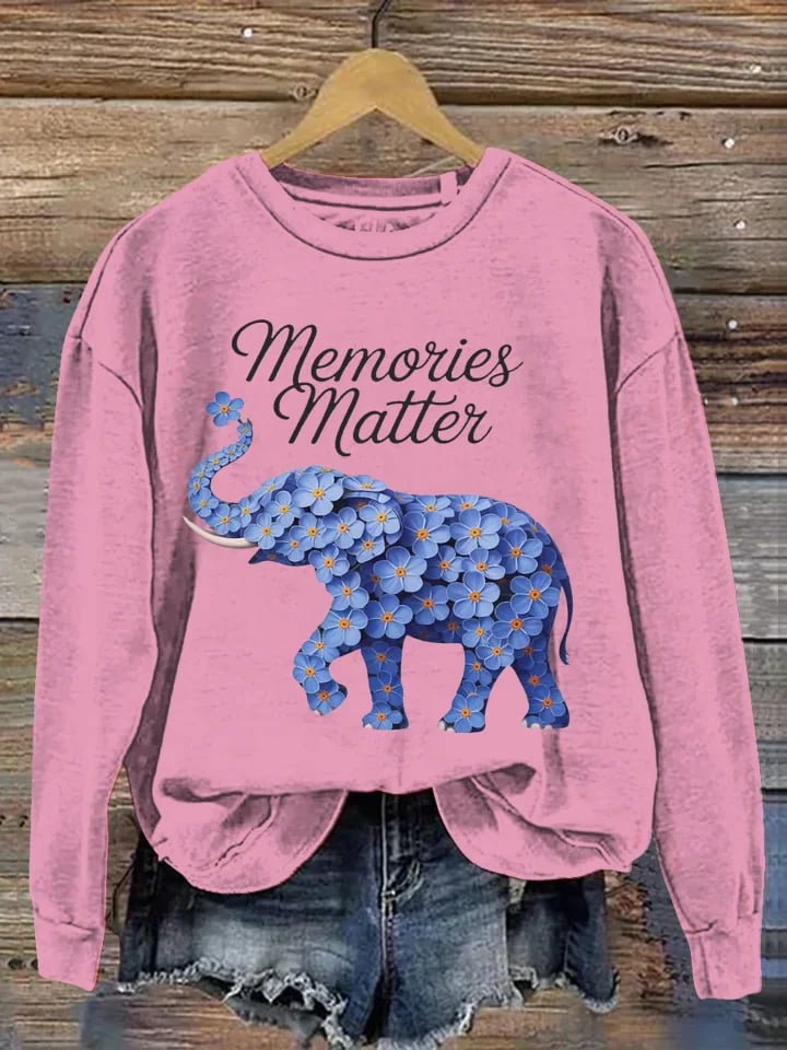 Women's Retro Purple Memories Matter Graphic Print Sweatshirt