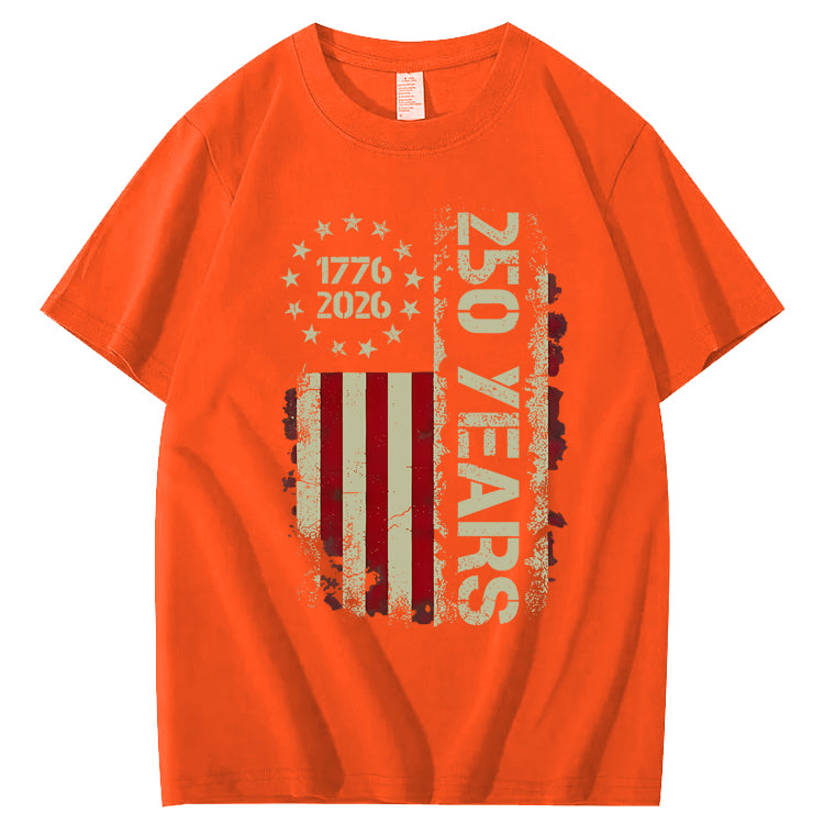 250 Years Anniversary USA Shirts Mens 250th American Flag 100% Cotton T-Shirt