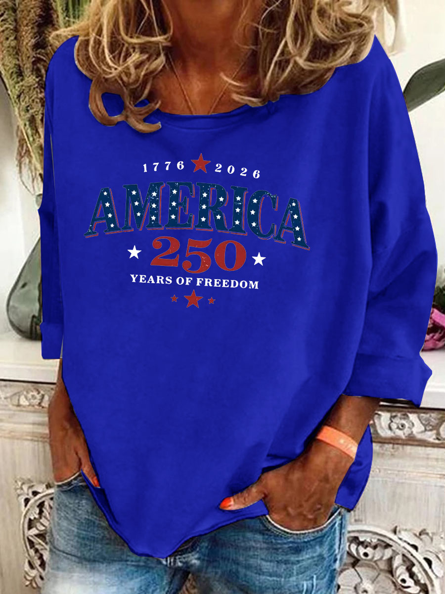 Women's America 250 Years Of Freedom  Pattern  Long Sleeve T-Shirt