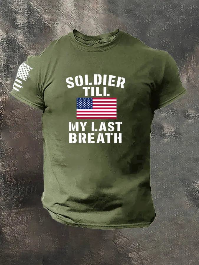 Soldier Till My Breath Last Pattern 100% Cotton T-Shirt