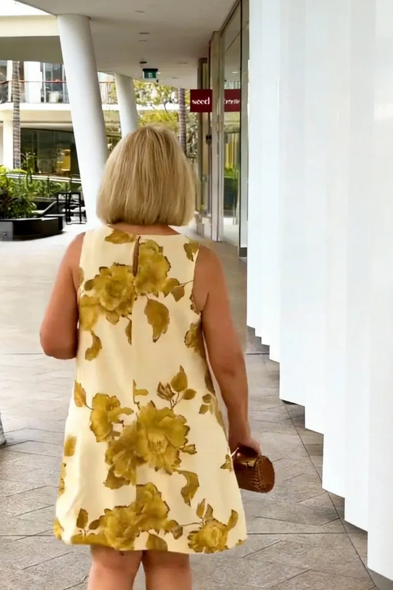 Sleeveless Linen BlendButton Detail Mini Dress
