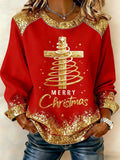 Women's Faith Art Pattern Patchwork Casual Sweatshirt