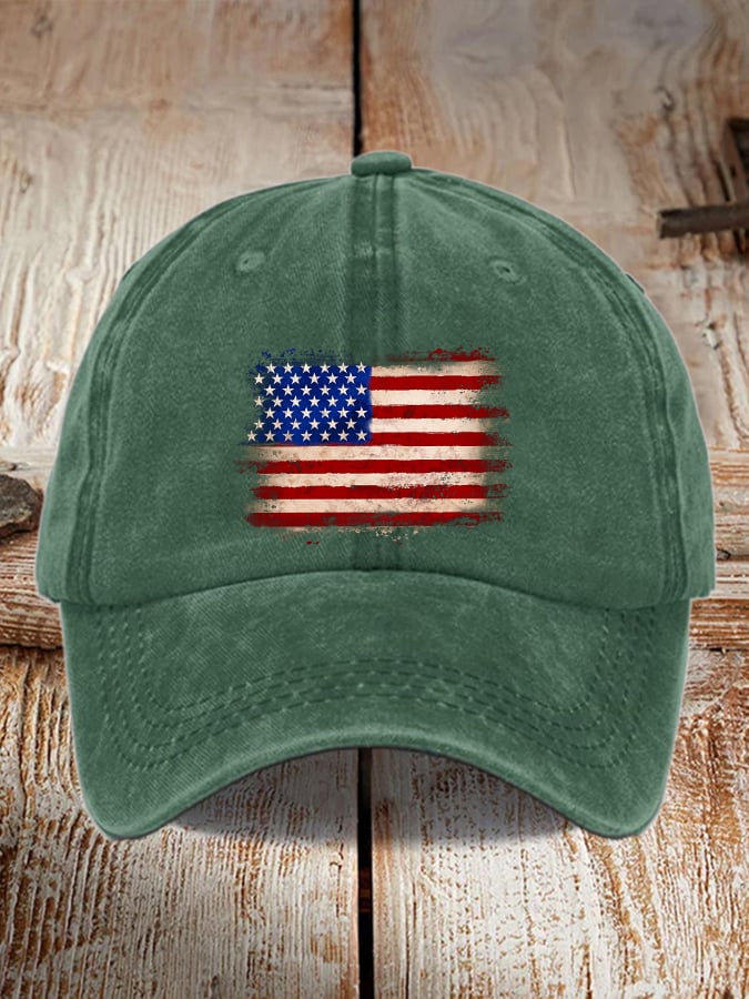 Unisex Distressed Washed Cotton Print Hat