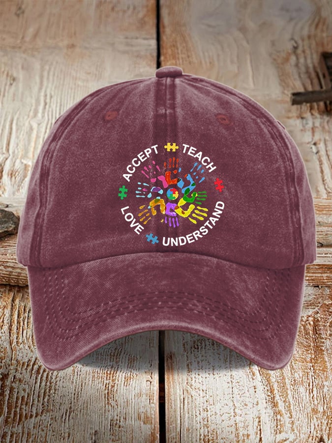 Women's Casual Autism Awareness Print Baseball Cap