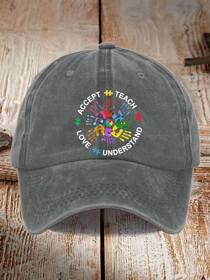 Women's Casual Autism Awareness Print Baseball Cap