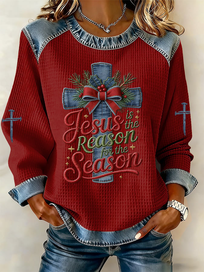 Women's casual Christmas Jesus seasonal sweatshirt