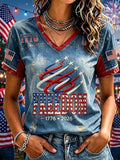 Women'S America Flag Print Casual T-Shirt