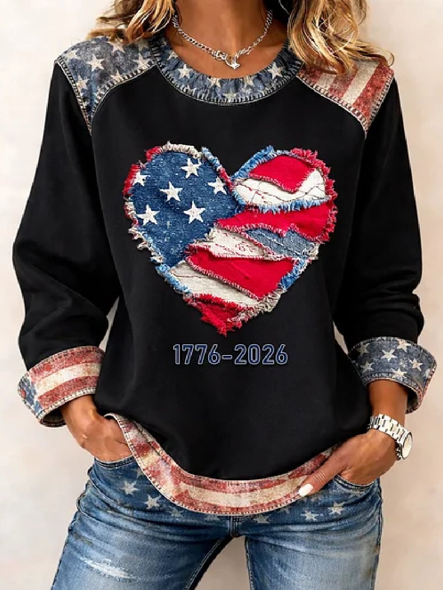 Women's casual hoodie with American 250th anniversary print