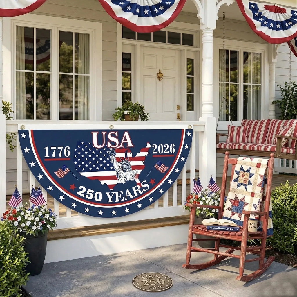 Flash Sale 60% OFF⭐Veteran Made - USA 250th Anniversary Flag Half Round Banner