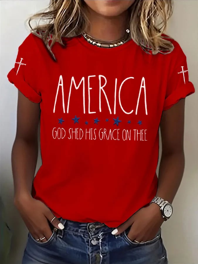 Women'S Casual U.S. 250th Anniversary Commemorative Printed T-Shirt