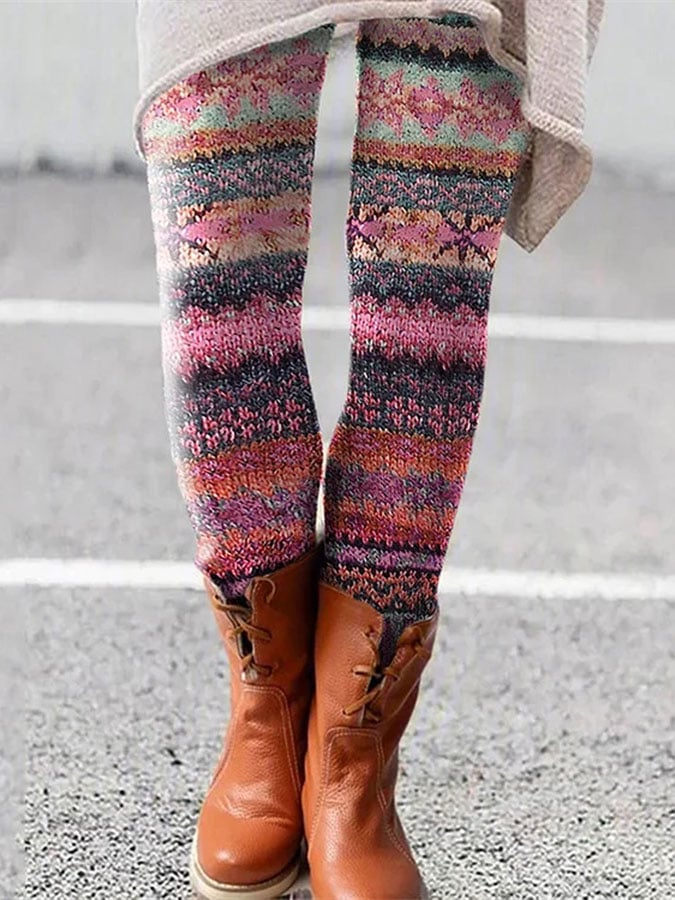 Women's Breast Cancer Pink Geometric Print Leggings