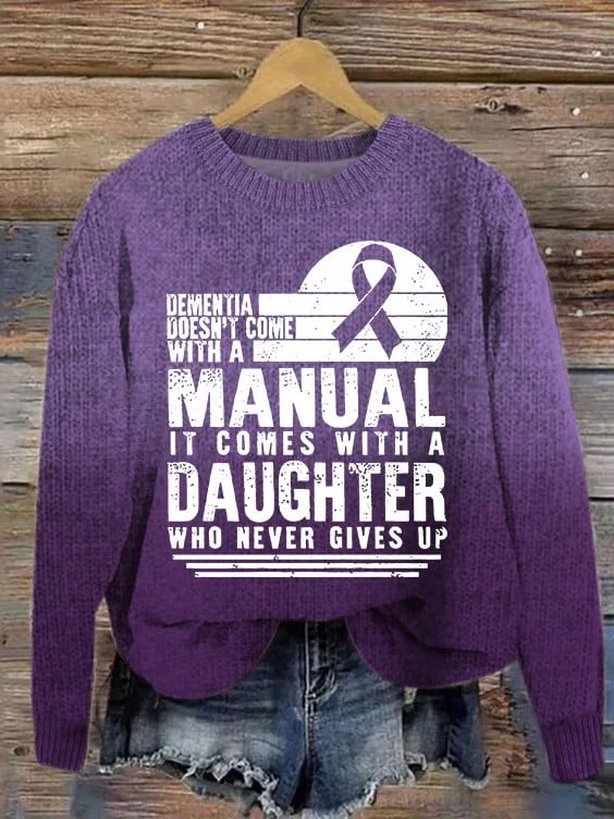 Knitted Women's Alzheimer's Print Sweater
