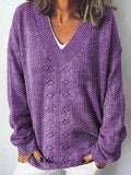 Women's Purple Casual Printed Comfortable Casual Sweater