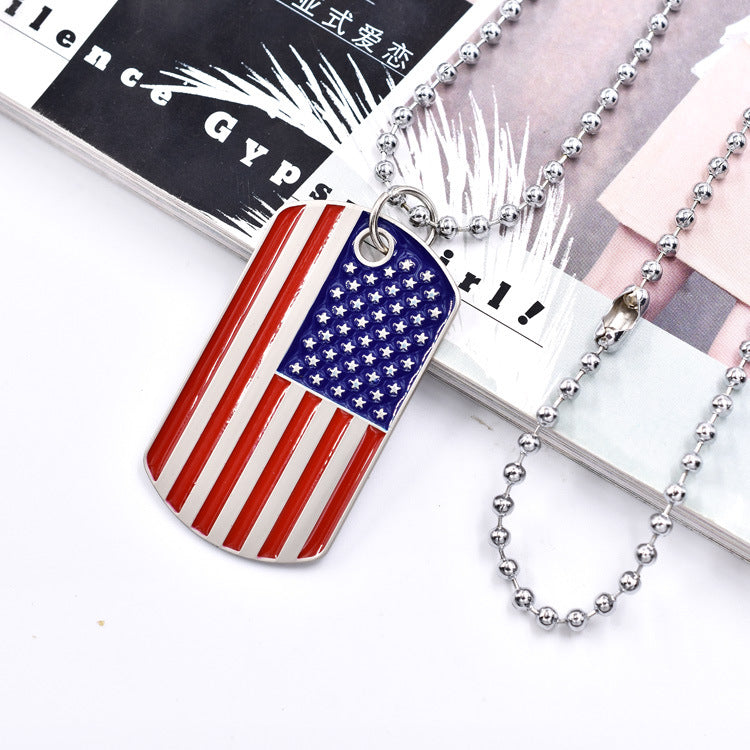 Men's American Flag Independence Day Military Brand Necklace