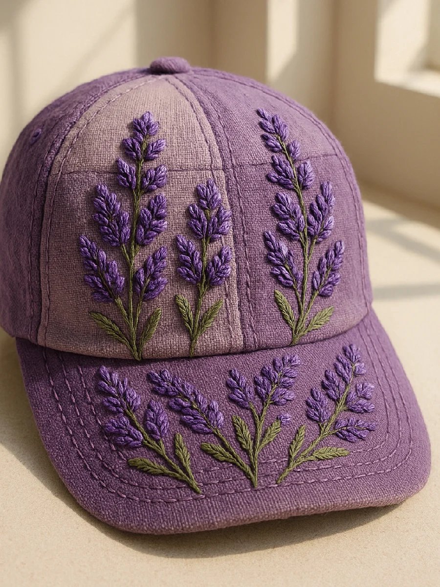 Purple Floral Print Baseball Cap