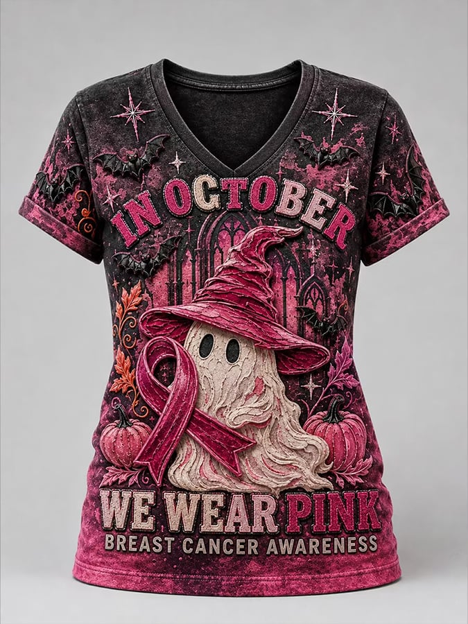 Women's Breast Cancer Halloween  Print Hoodie