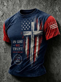 Men's In God We Trust Faith Freedom USA 250th Anniversary Printed Casual T-shirt