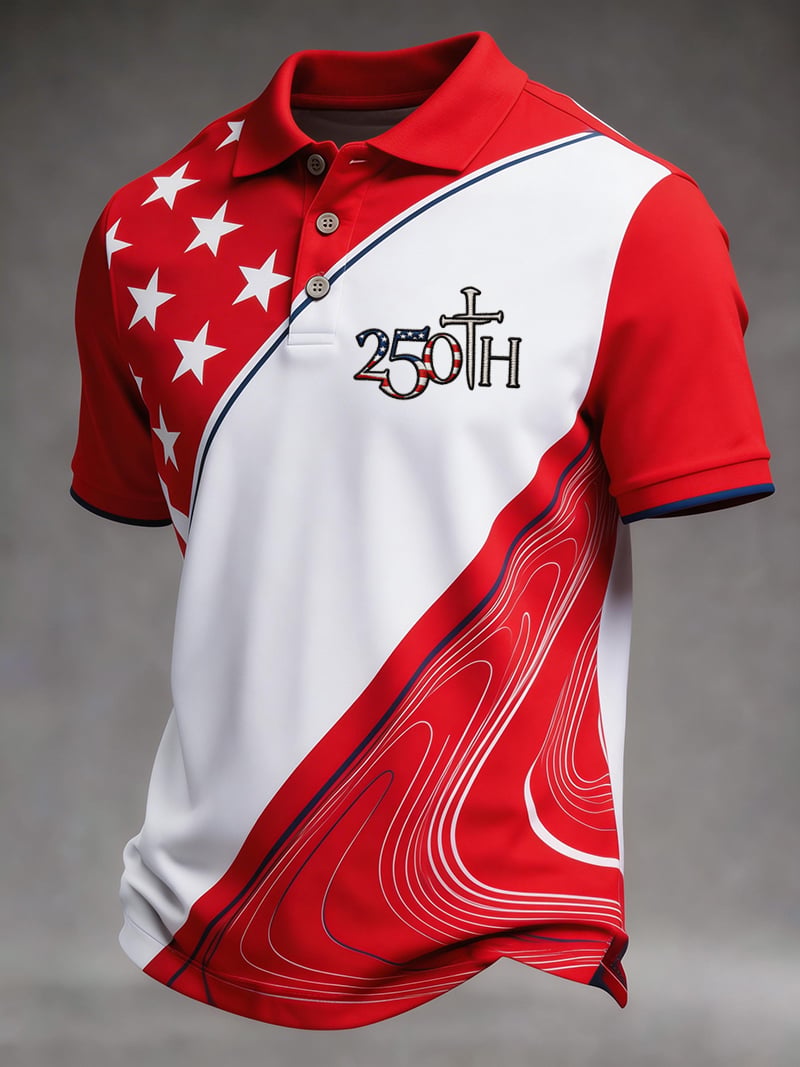 Men's 250th Anniversary of the USA Creative Print Short-Sleeve Polo Shirt