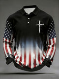 Men's Cross Print Casual Waffle Shirt