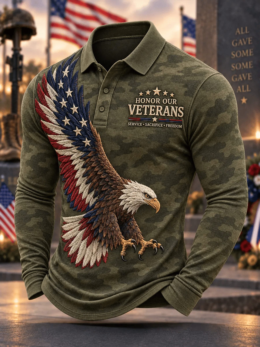 Men's Veterans Day Theme Waffle Long Sleeve T-Shirt