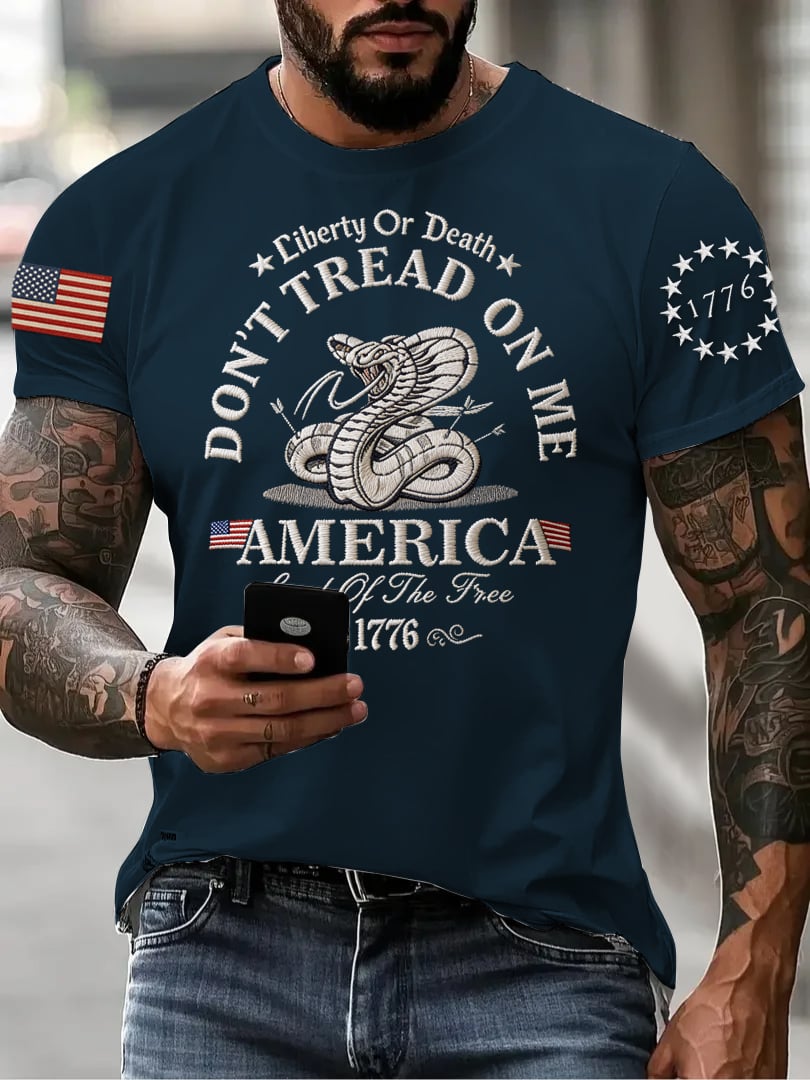 Men's "Don't Tread on Me" Printed Short-Sleeve T-Shirt