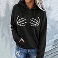 Women's Halloween Skeleton Finger Print Casual Hoodie