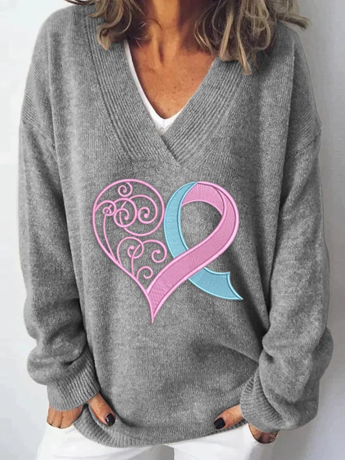 Women's Pink Printed Light Sweater