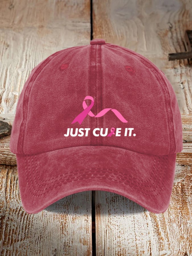 Just Cure It Breast Cancer   Printed Baseball Cap