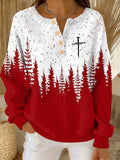 Women's Christmas Faith Print Button Bottoming Shirt