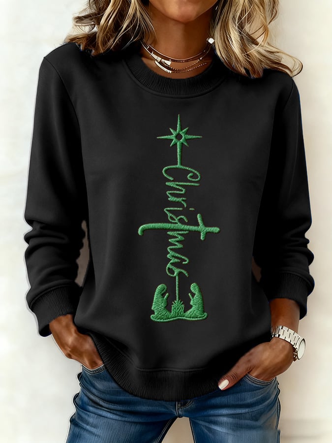 Women's Christmas Casual Faith Print Sweatshirt