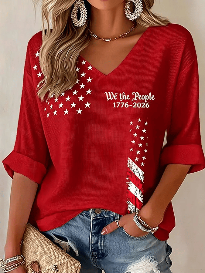 Women's Independence Day We The People 1776-2026 Print T-Shirt