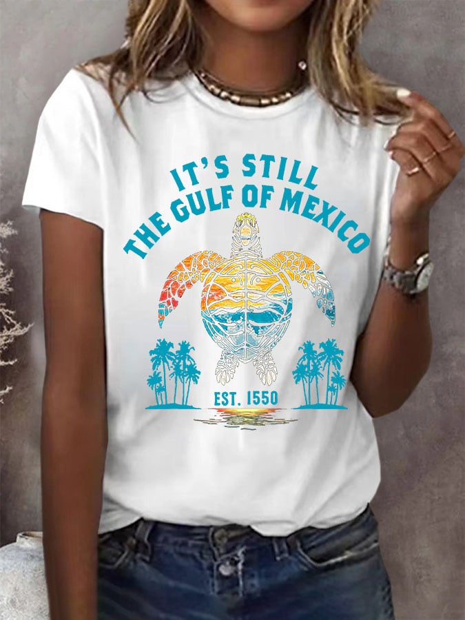 Women's Gulf Of Mexico Print Round Neck T-Shirt