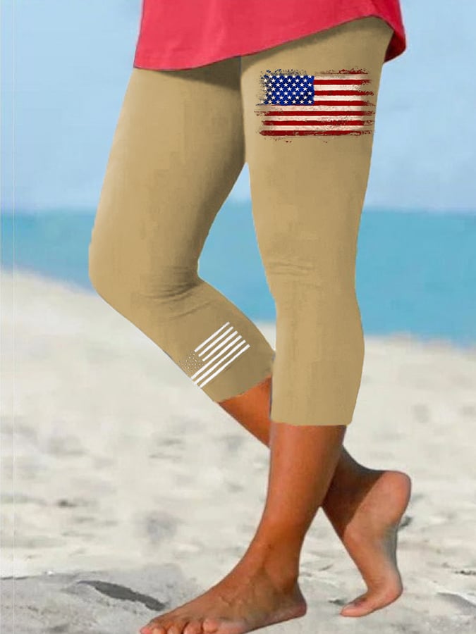 Women's Vintage Flag Independence Day Casual Leggings
