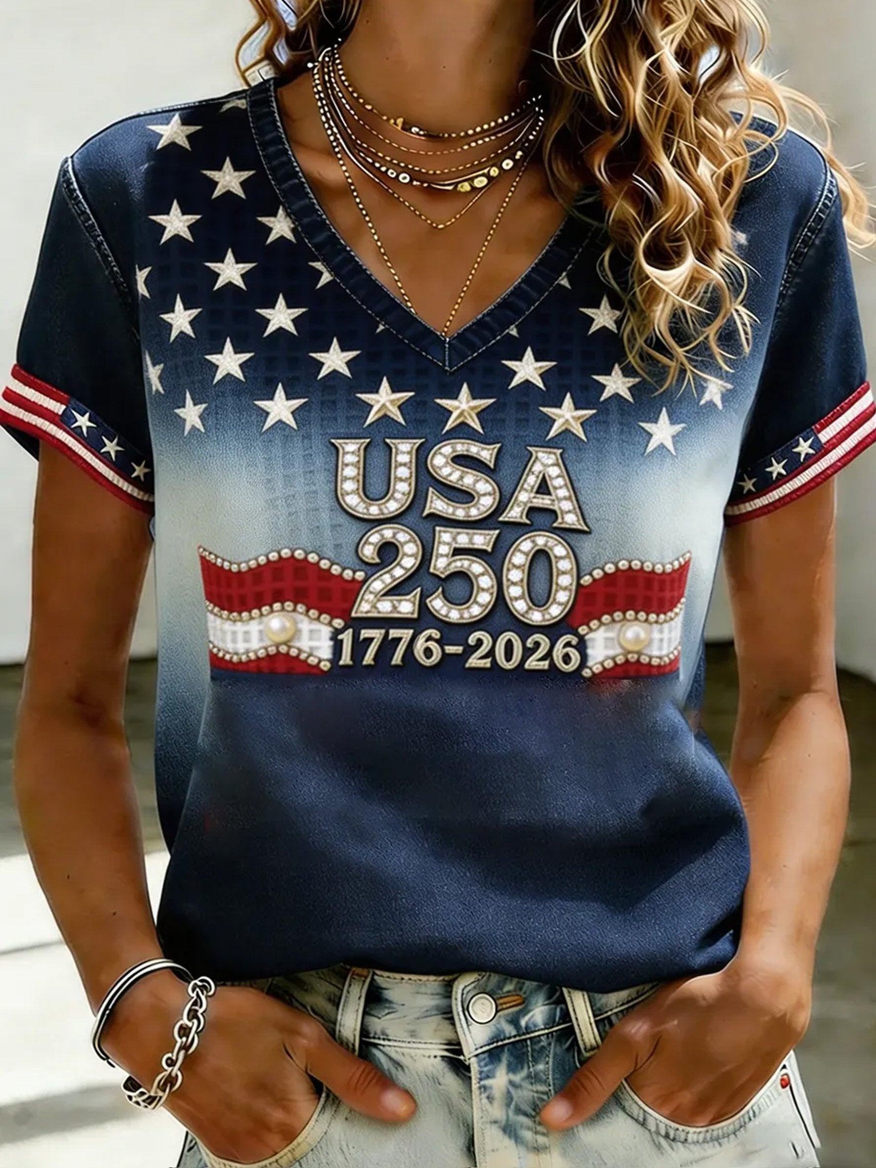 Women's 250th Anniversary Printed Casual T-Shirt